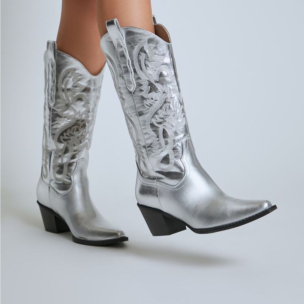 Embroidered Metallic Cowgirl Boots